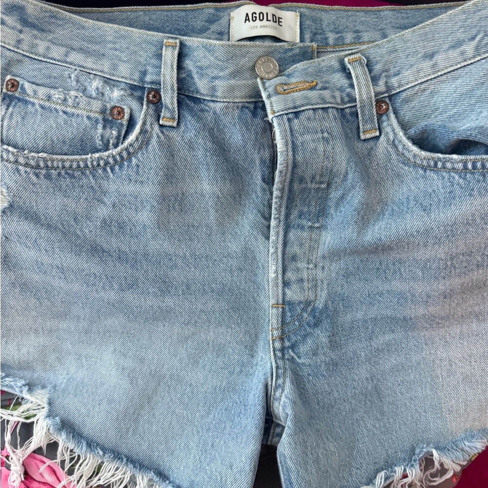 Agolde Denim Shorts in Light Blue